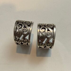 Brighton Silver Wide Hoop Earrings